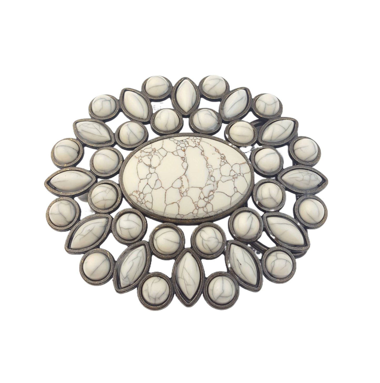 Buckle: Oval Western Floral Turquoise Beads Belt Buckle