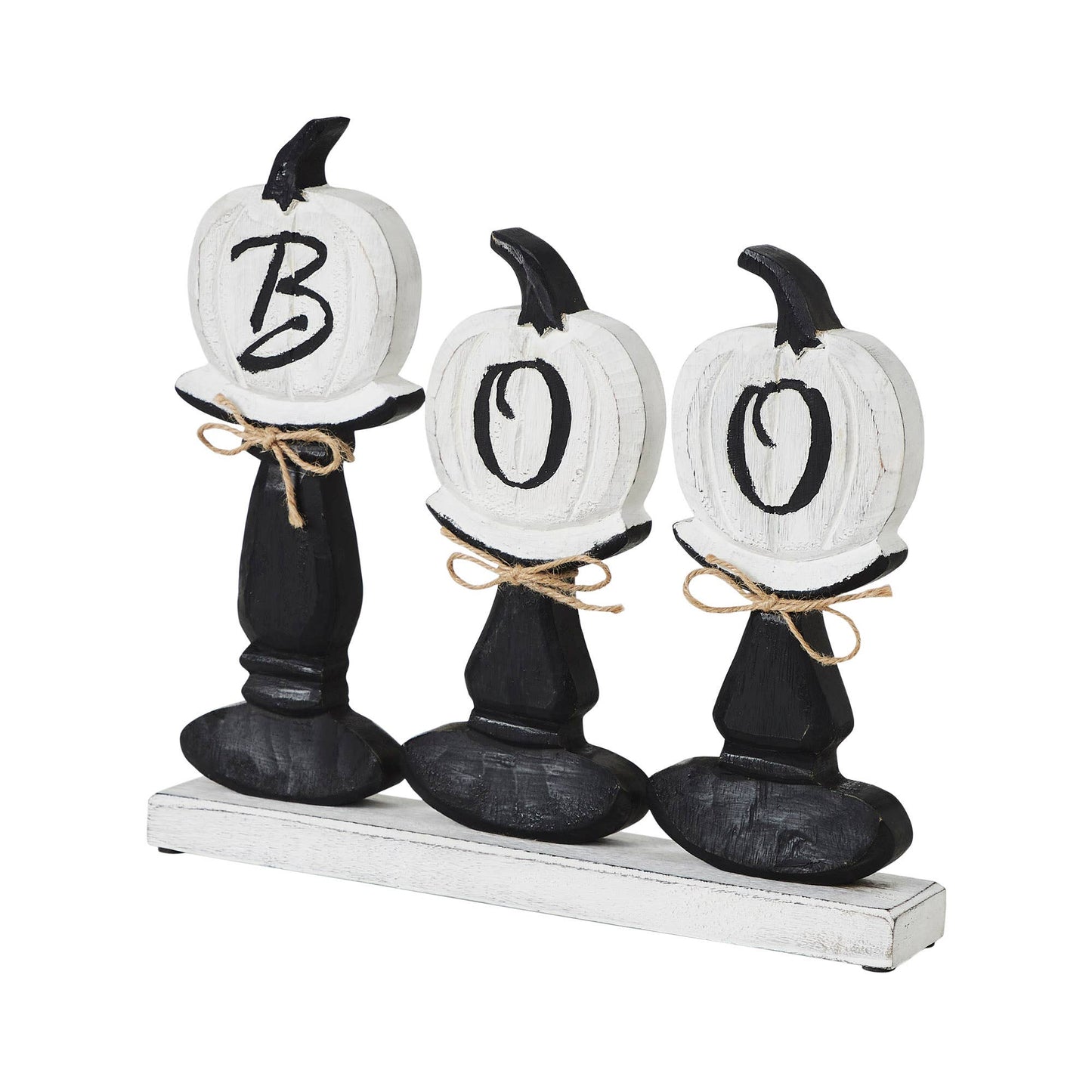 BOO Pumpkins Wooden Table Sign 12.5x13.5x2