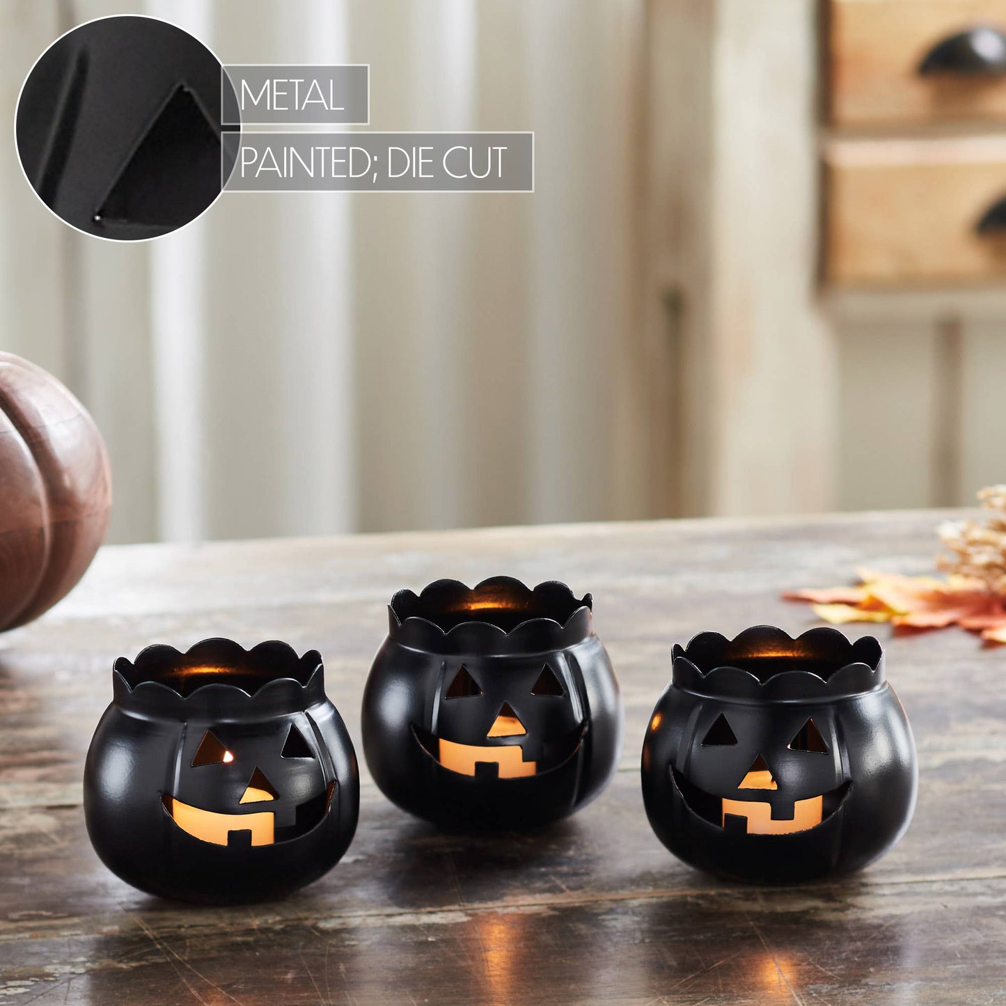 Jack-O-Lantern Candle Holder Black