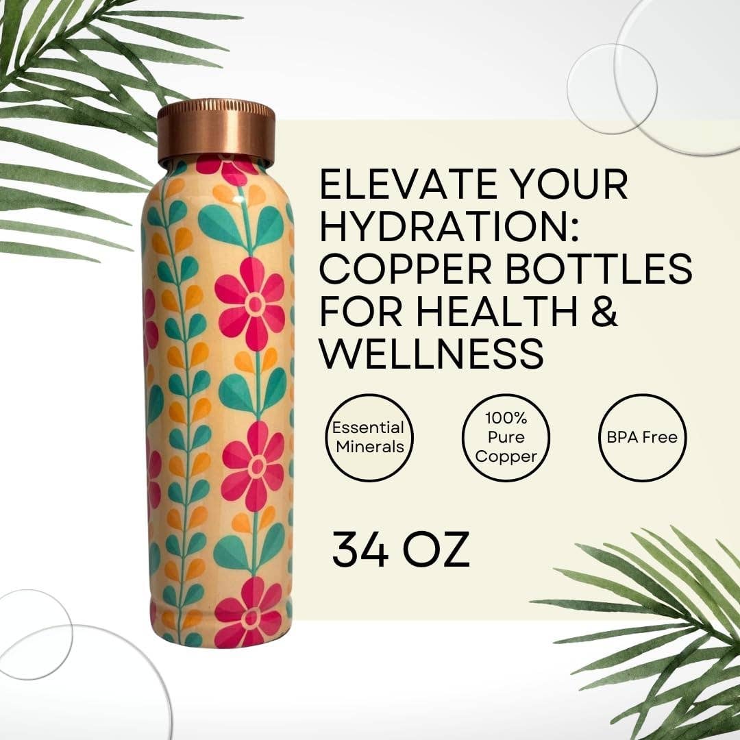 Pure Copper Water Bottle 34 Oz Printed 3