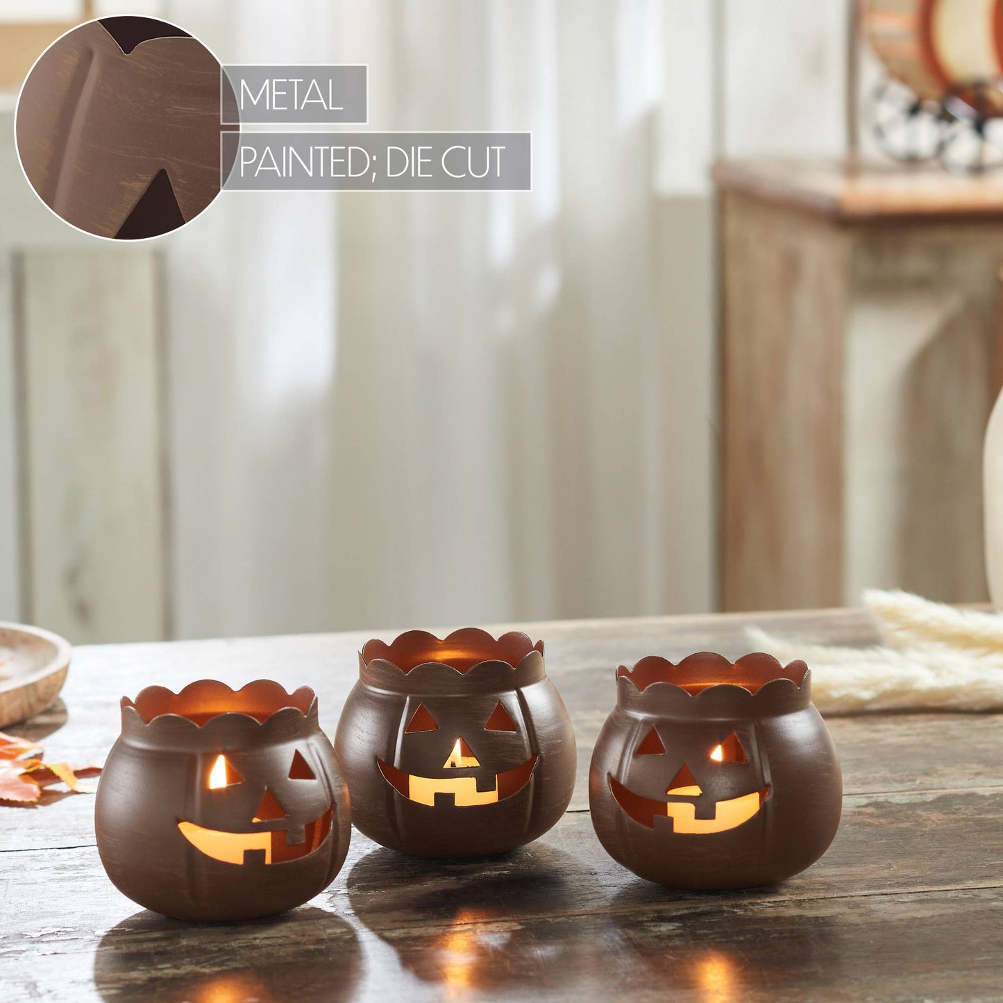 Jack-O-Lantern Candle Holder Bronze