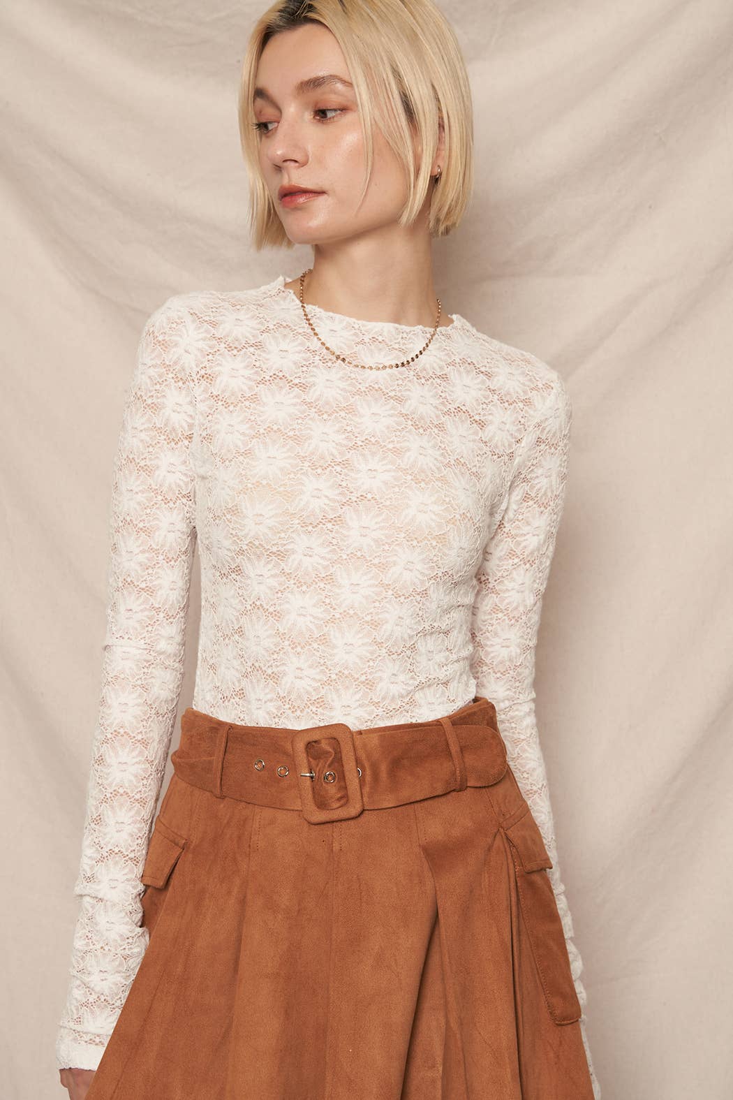 Floral Lace Long Sleeve Mesh Top