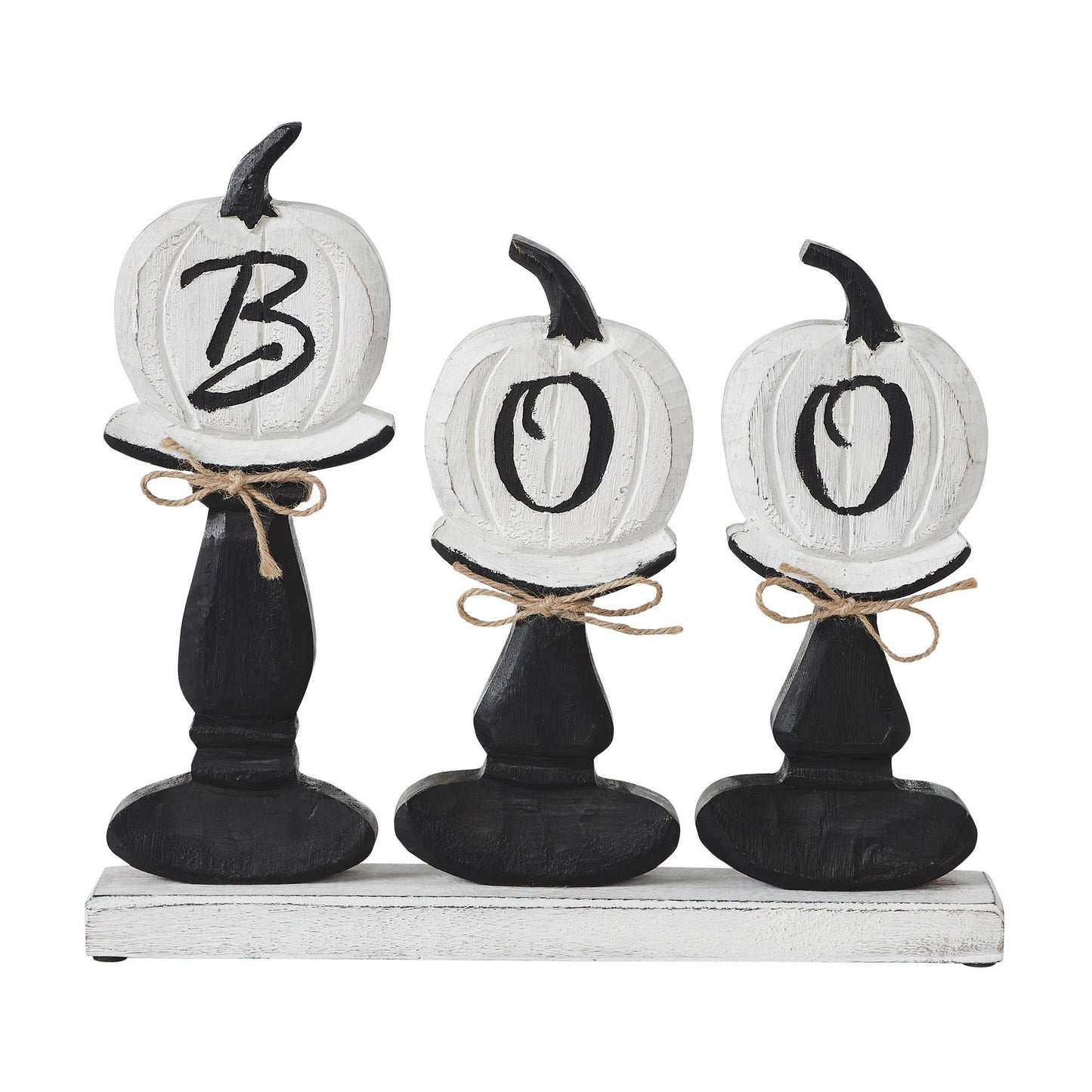 BOO Pumpkins Wooden Table Sign 12.5x13.5x2