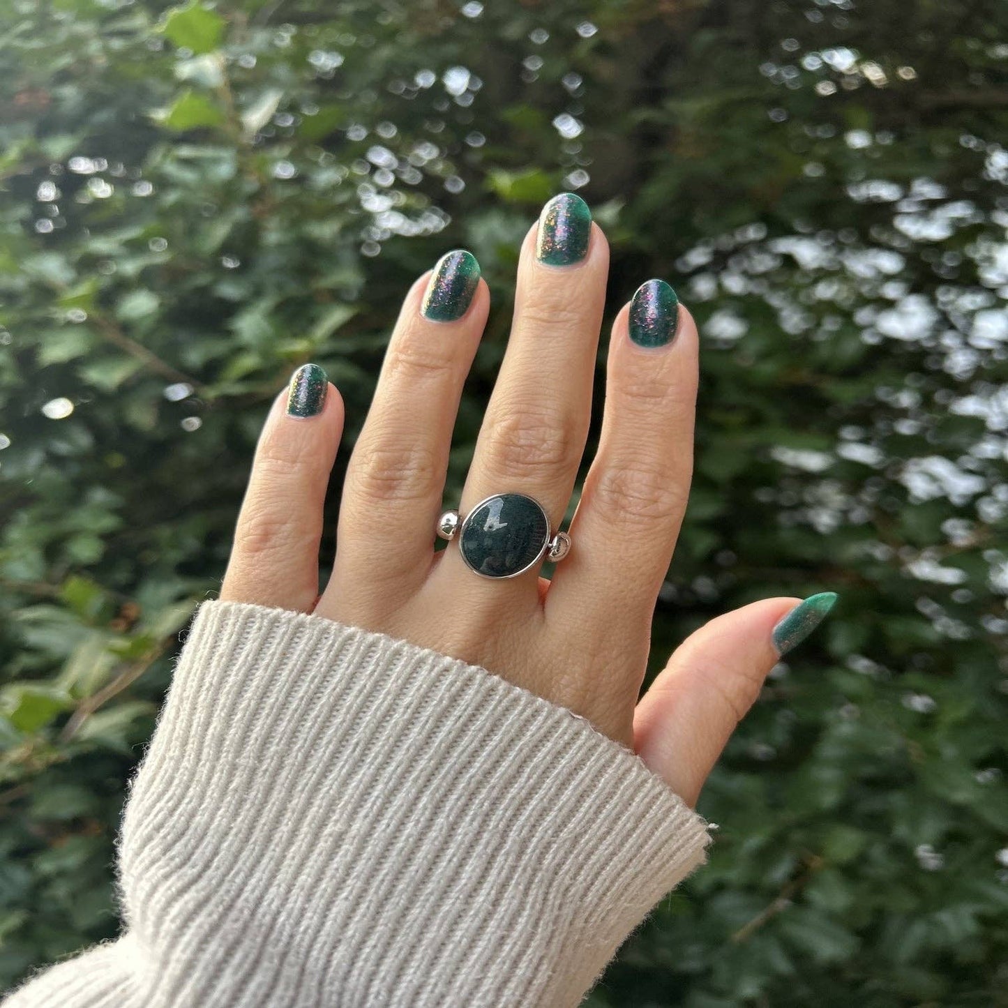 Moss Agate Oval Crystal Element