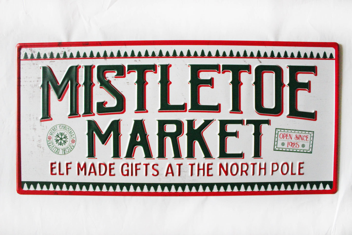 Mistletoe Market Metal Sign 30x14in