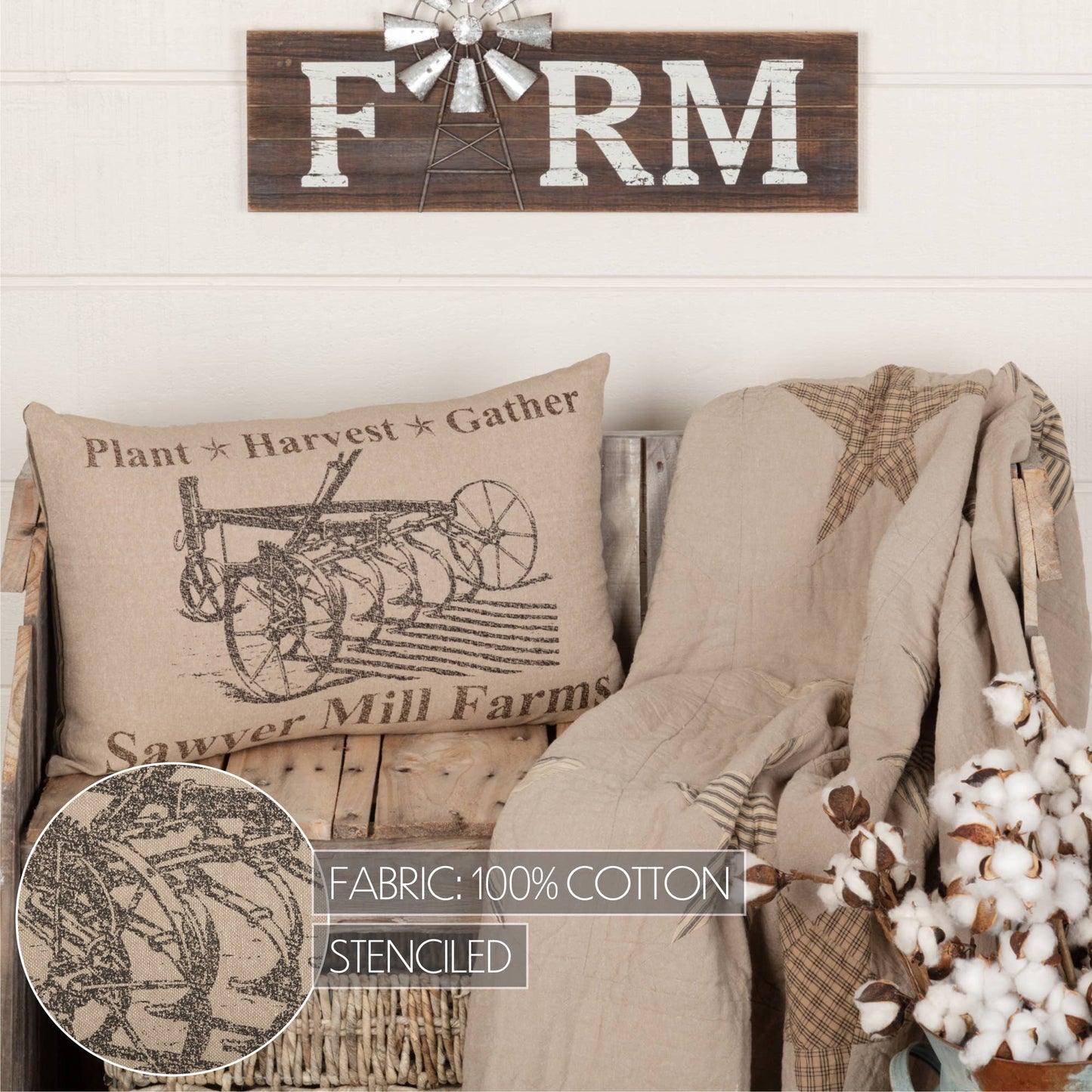 Sawyer Mill Charcoal Plow Pillow