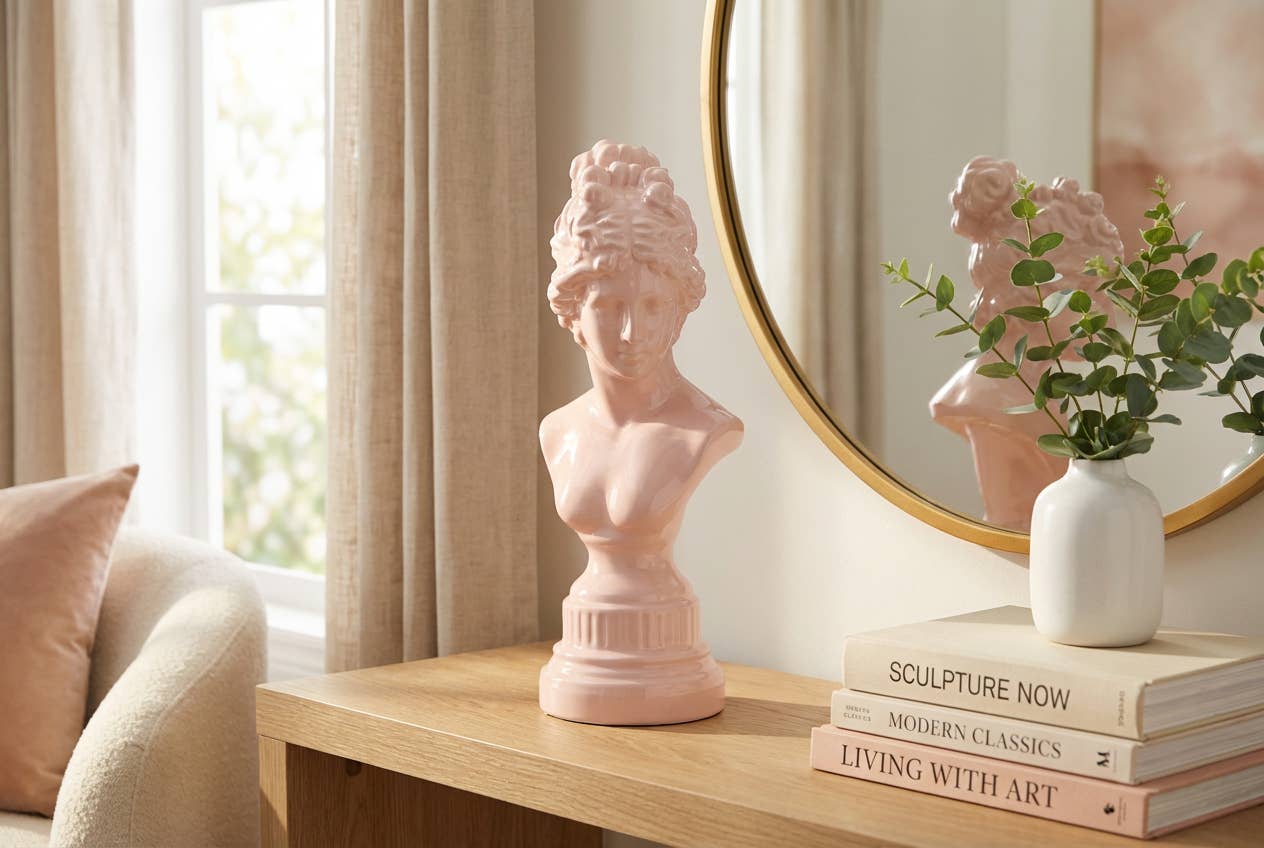 12" Pink Ceramic Goddess Bust – Modern Classic Home Decor