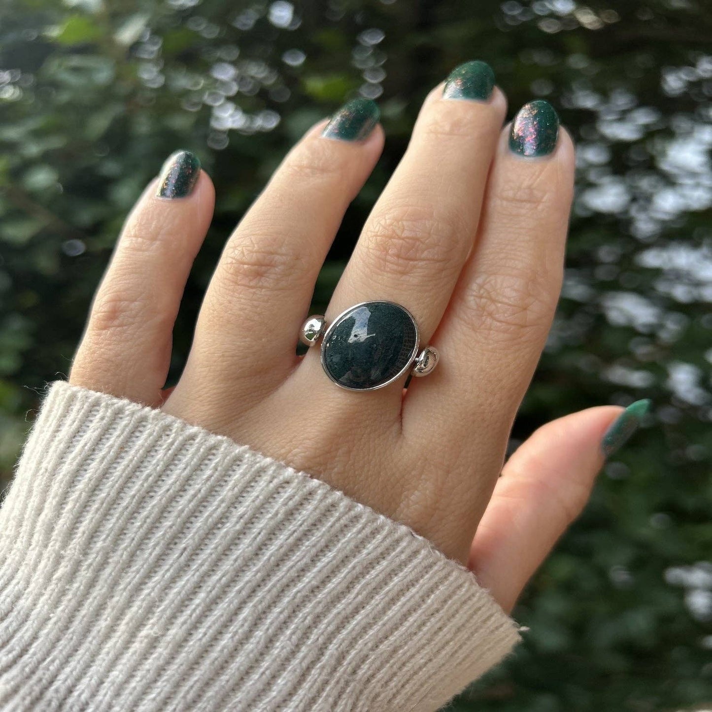 Moss Agate Oval Crystal Element