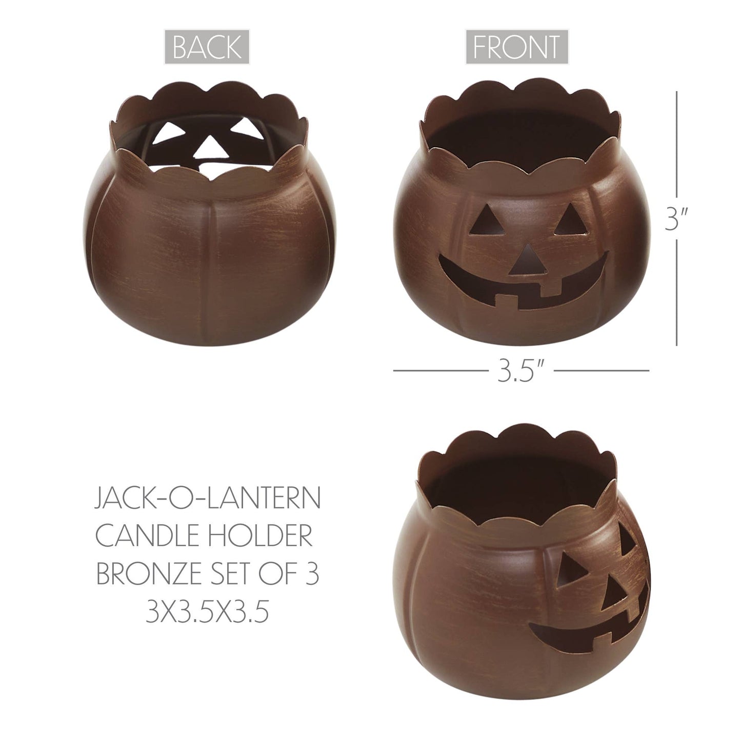 Jack-O-Lantern Candle Holder Bronze