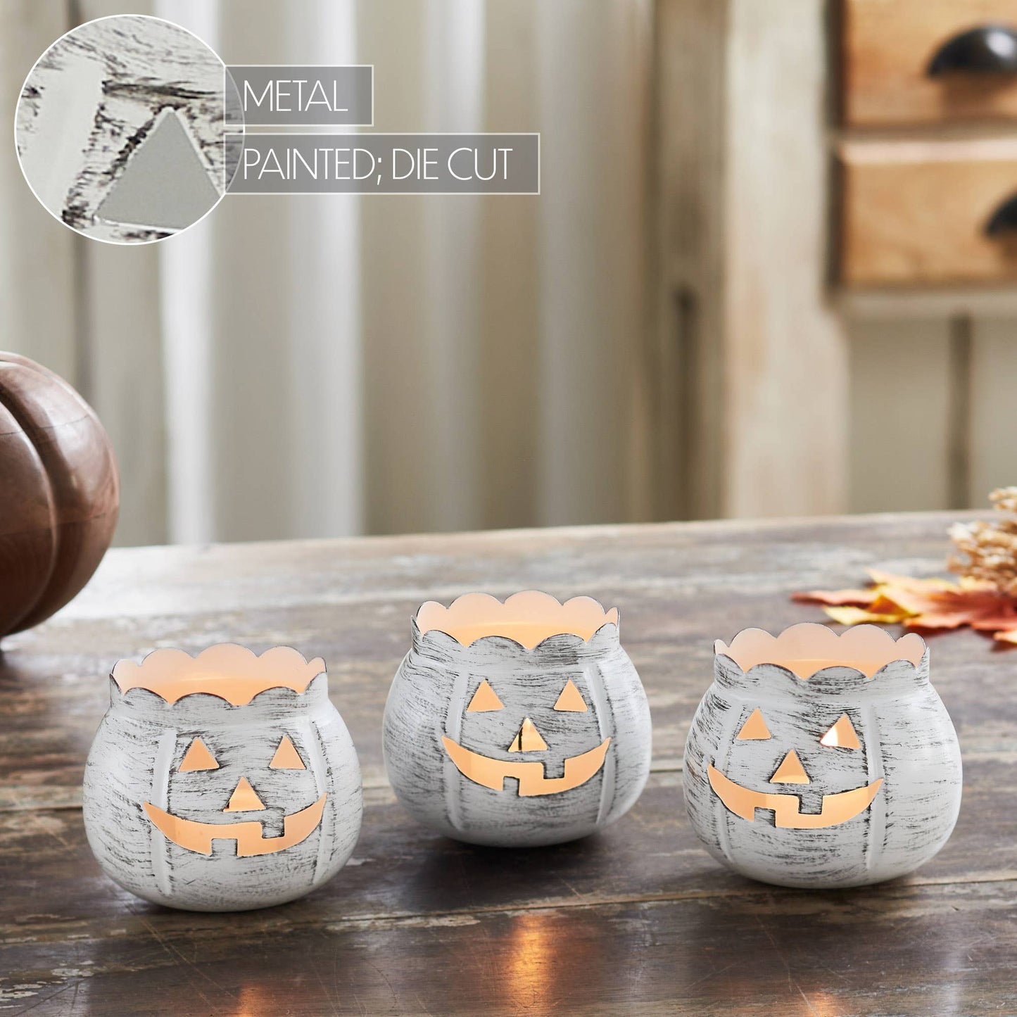 Jack-O-Lantern Candle Holder Antique White
