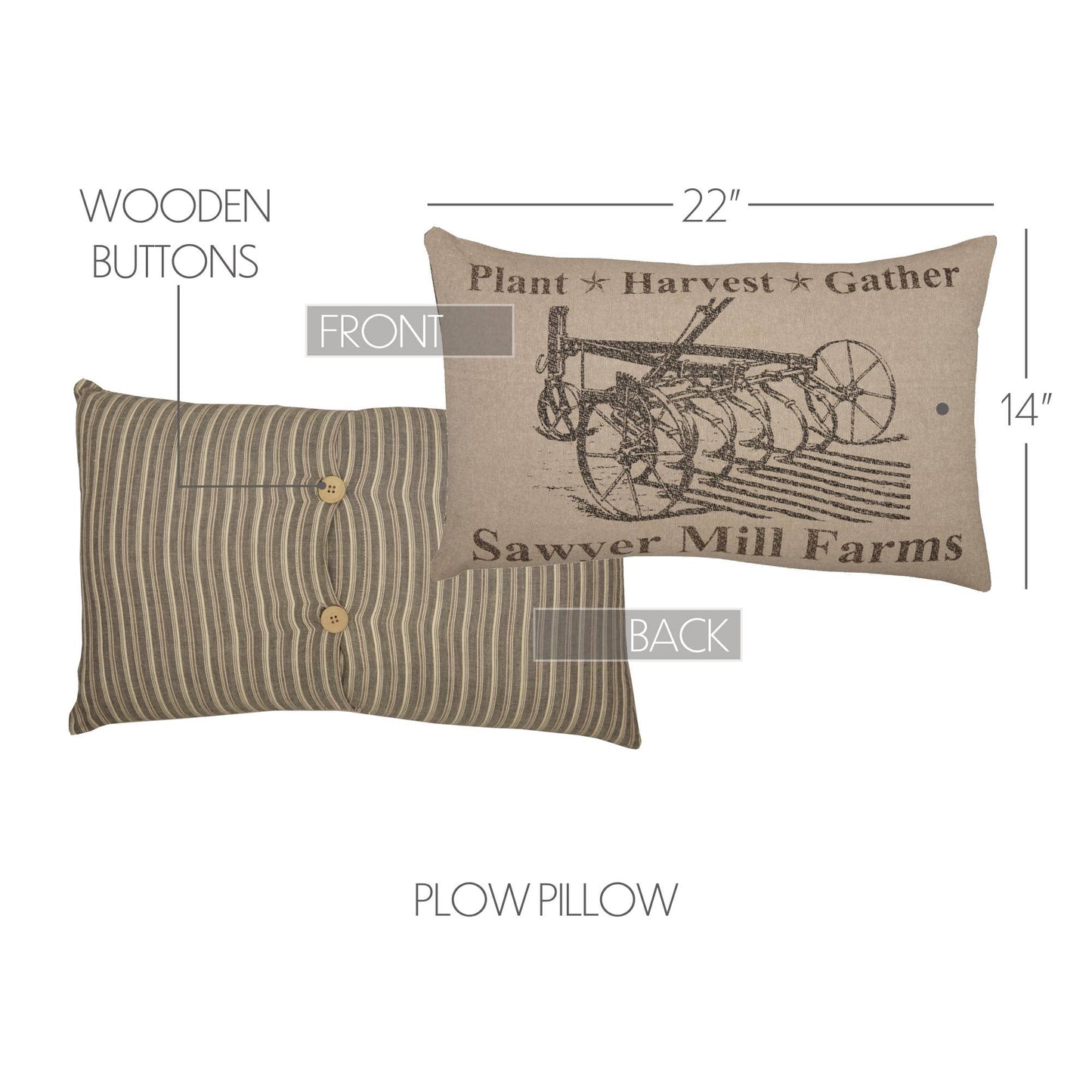 Sawyer Mill Charcoal Plow Pillow