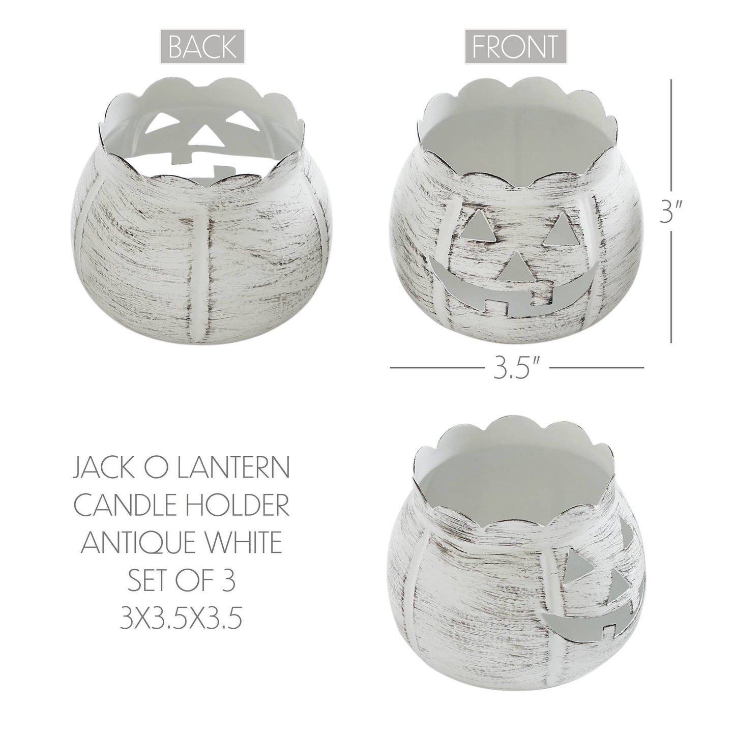 Jack-O-Lantern Candle Holder Antique White