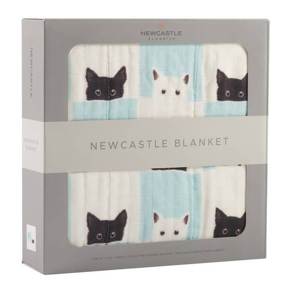Peek-A-Boo Cats and White Newcastle Blanket