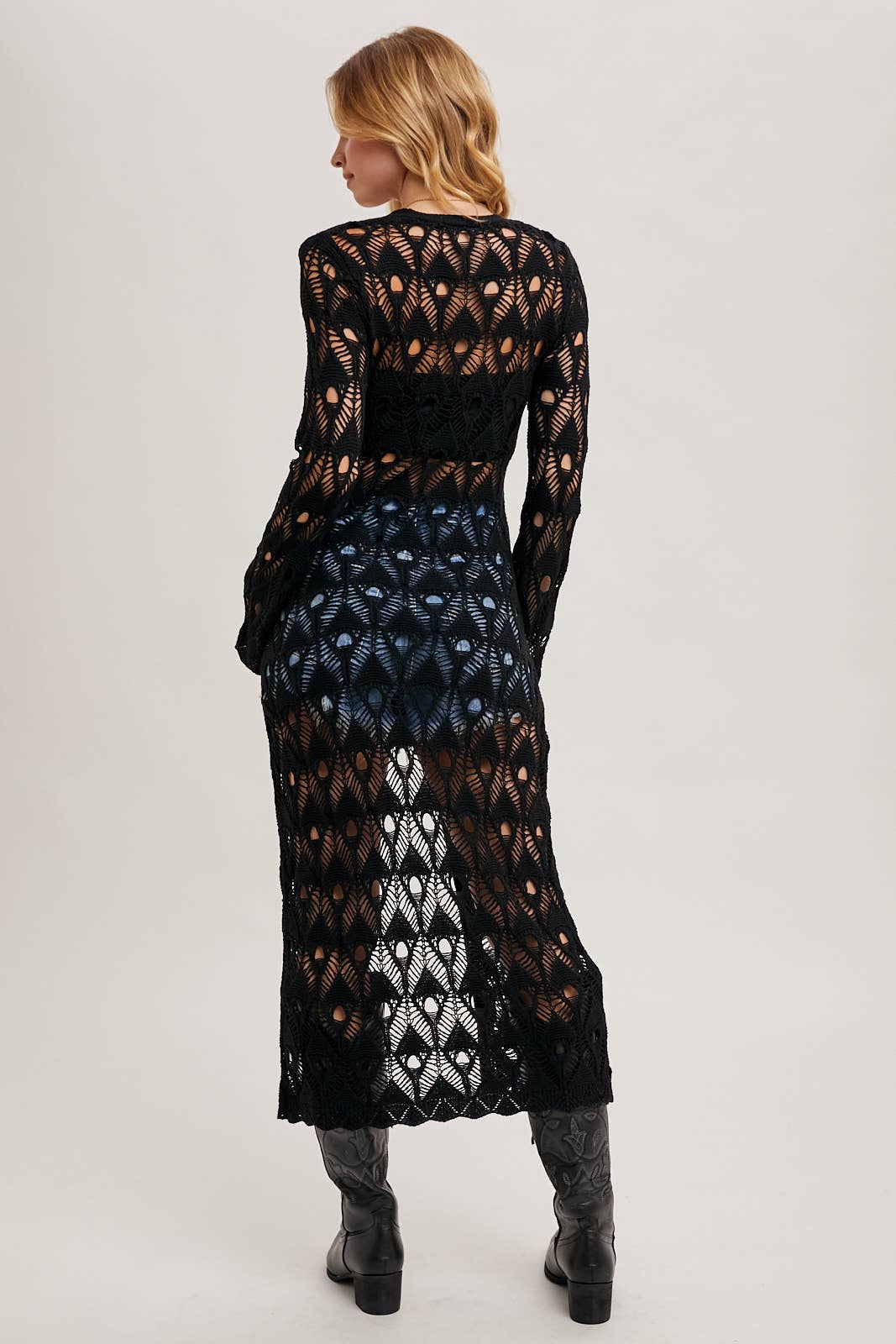 BUTTON DOWN CROCHET MAXI CARDIGAN