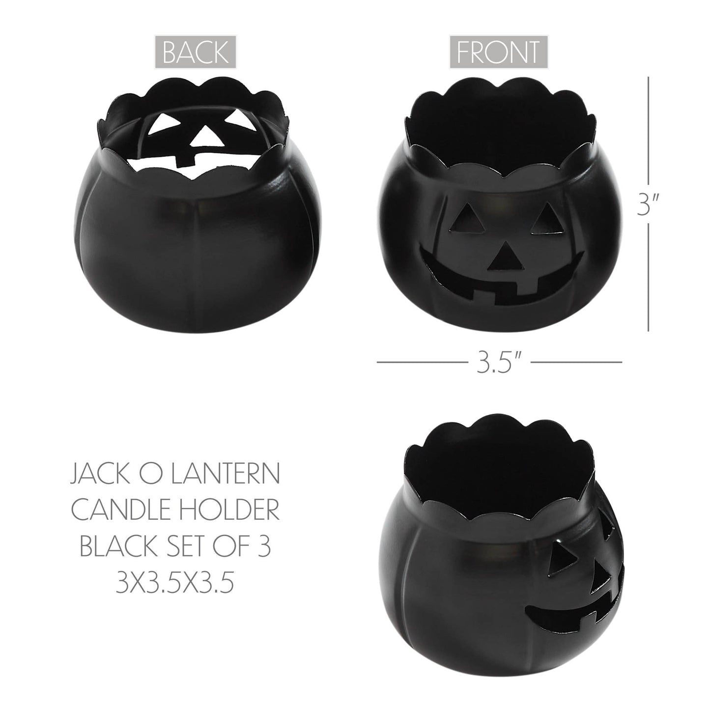 Jack-O-Lantern Candle Holder Black