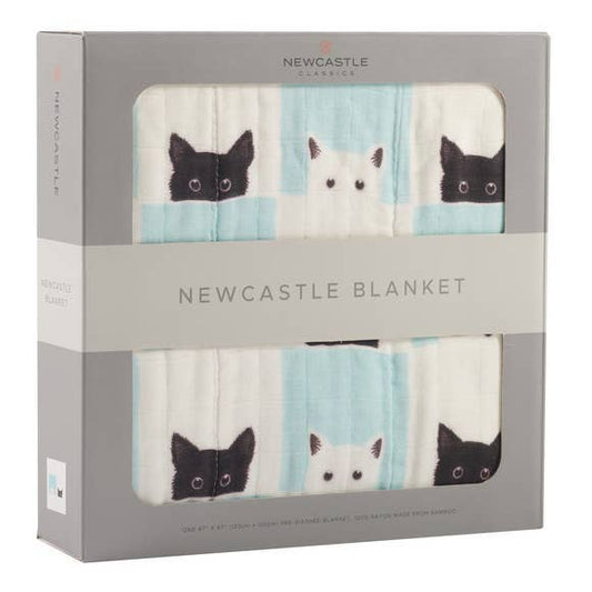 Peek-A-Boo Cats and White Newcastle Blanket