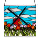 14.5"H Red Windmill Stained Glass Window Panel