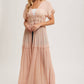 OPEN FRONT LACE TRIMMED MAXI DUSTER SHORT SLEEVED CARDIGAN