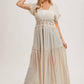 OPEN FRONT LACE TRIMMED MAXI DUSTER SHORT SLEEVED CARDIGAN