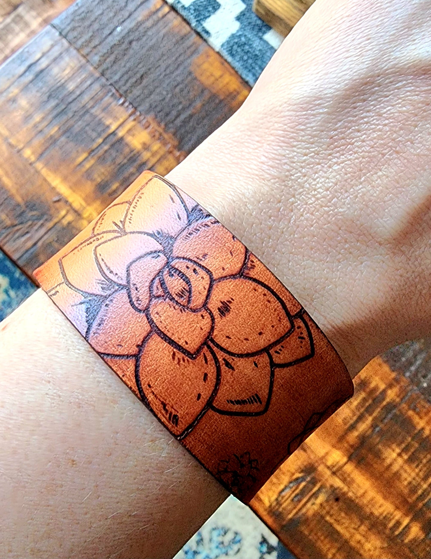 Succulent Leather Cuff