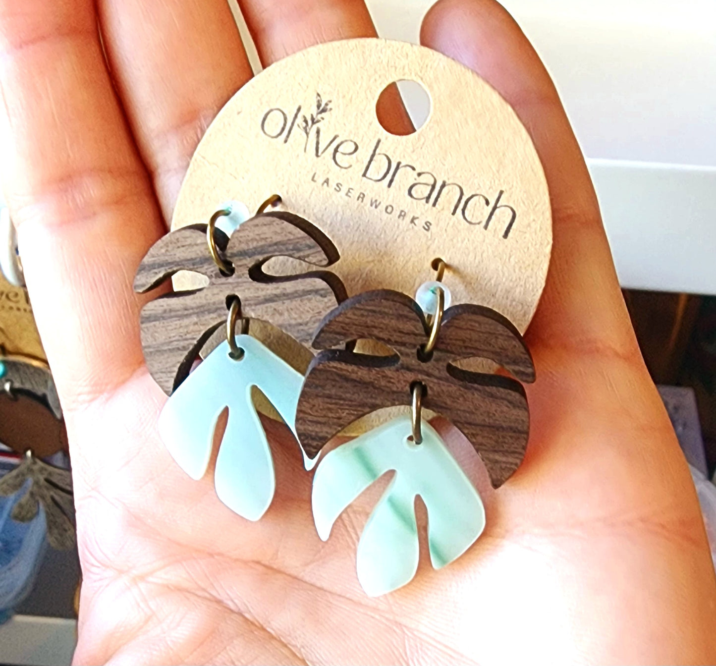 2 Piece Monstera Leaf Dangle Earrings