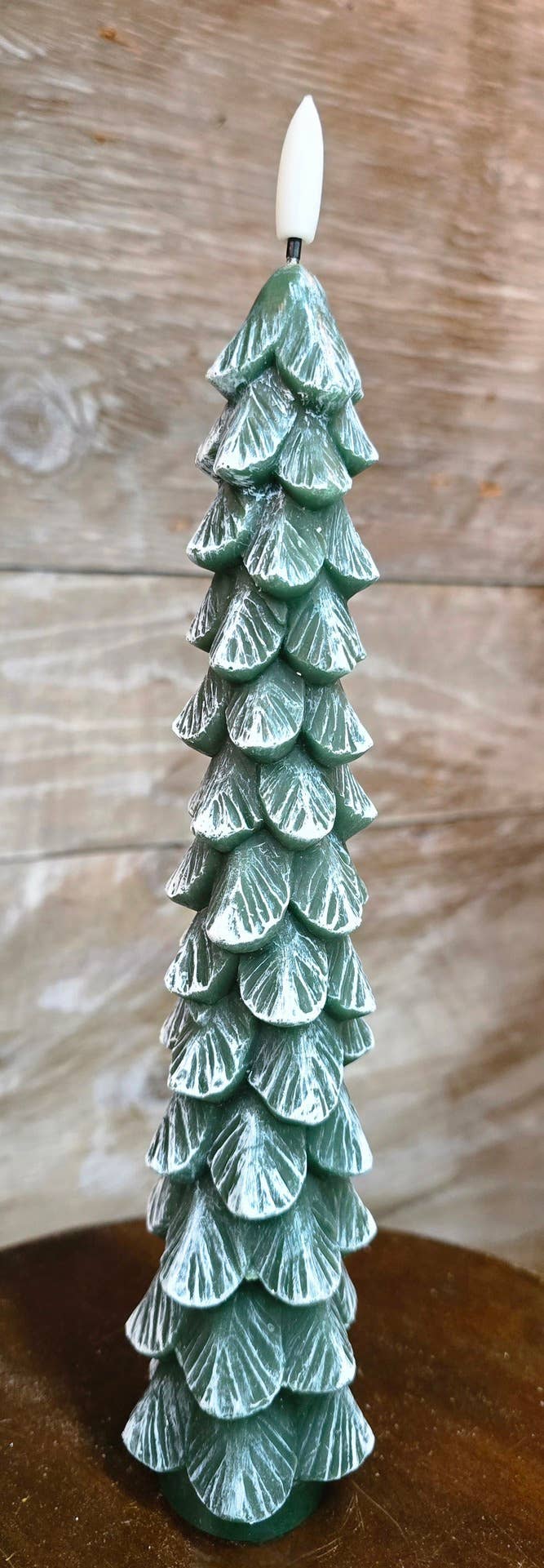Green Christmas Tree Taper with 3D Flame 10in 1pc