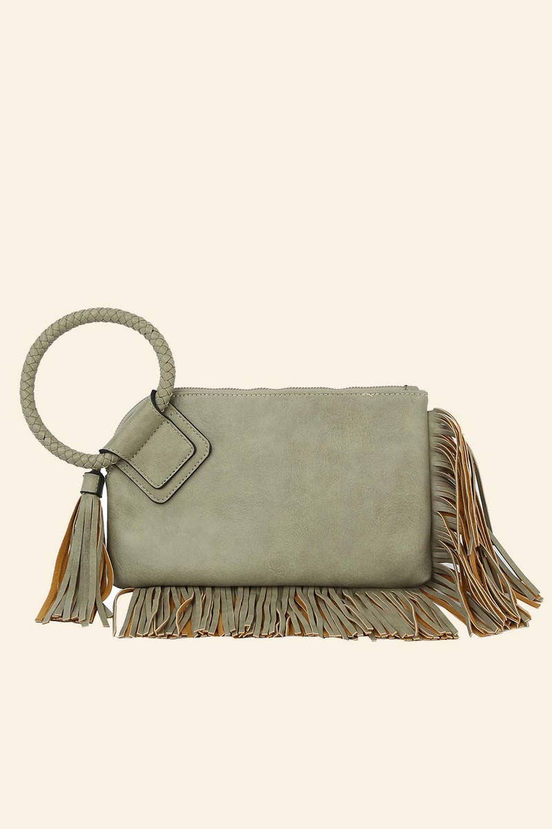 Fringe Cuff Clutch Tassel Wristlet Clutch Bag