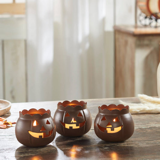 Jack-O-Lantern Candle Holder Bronze