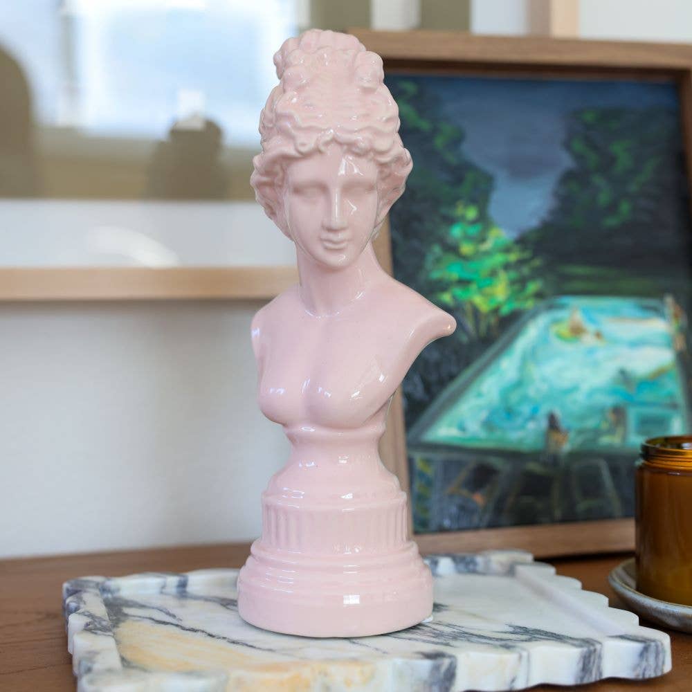 12" Pink Ceramic Goddess Bust – Modern Classic Home Decor