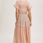OPEN FRONT LACE TRIMMED MAXI DUSTER SHORT SLEEVED CARDIGAN