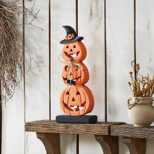 Stacked Wooden Jack-O-Lantern