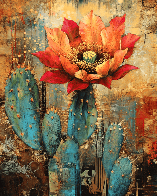 Grunge Desert Flora - Western and Southwestern Art Prints – 8″x10″ Artwork for 11″x14″ Frame