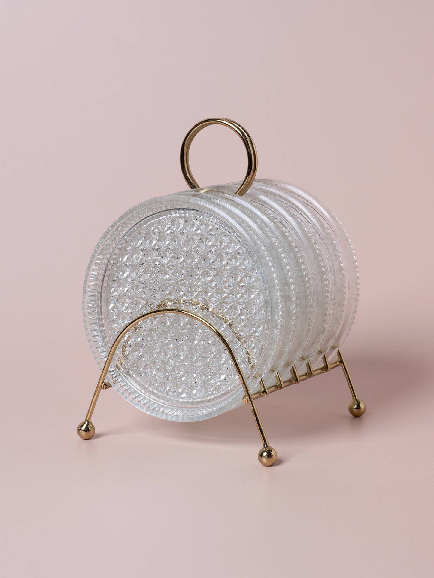 Glass Coasters Metal Caddy Set MCM
