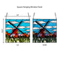 14.5"H Red Windmill Stained Glass Window Panel