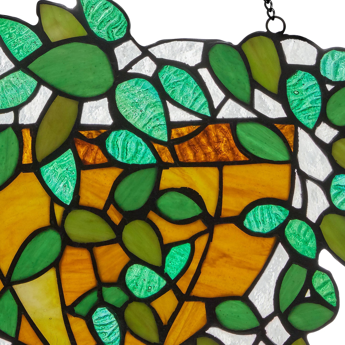 13"W Hanging Plant Tiffany-Style Stained Glass Window Panel