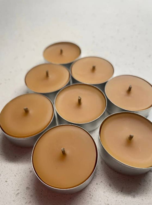 100% Pure Beeswax Tea Light Candles (Hemp Wicks)