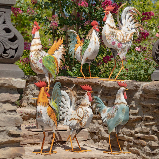 Iron Rooster Figurines- 6 Assorted Styles