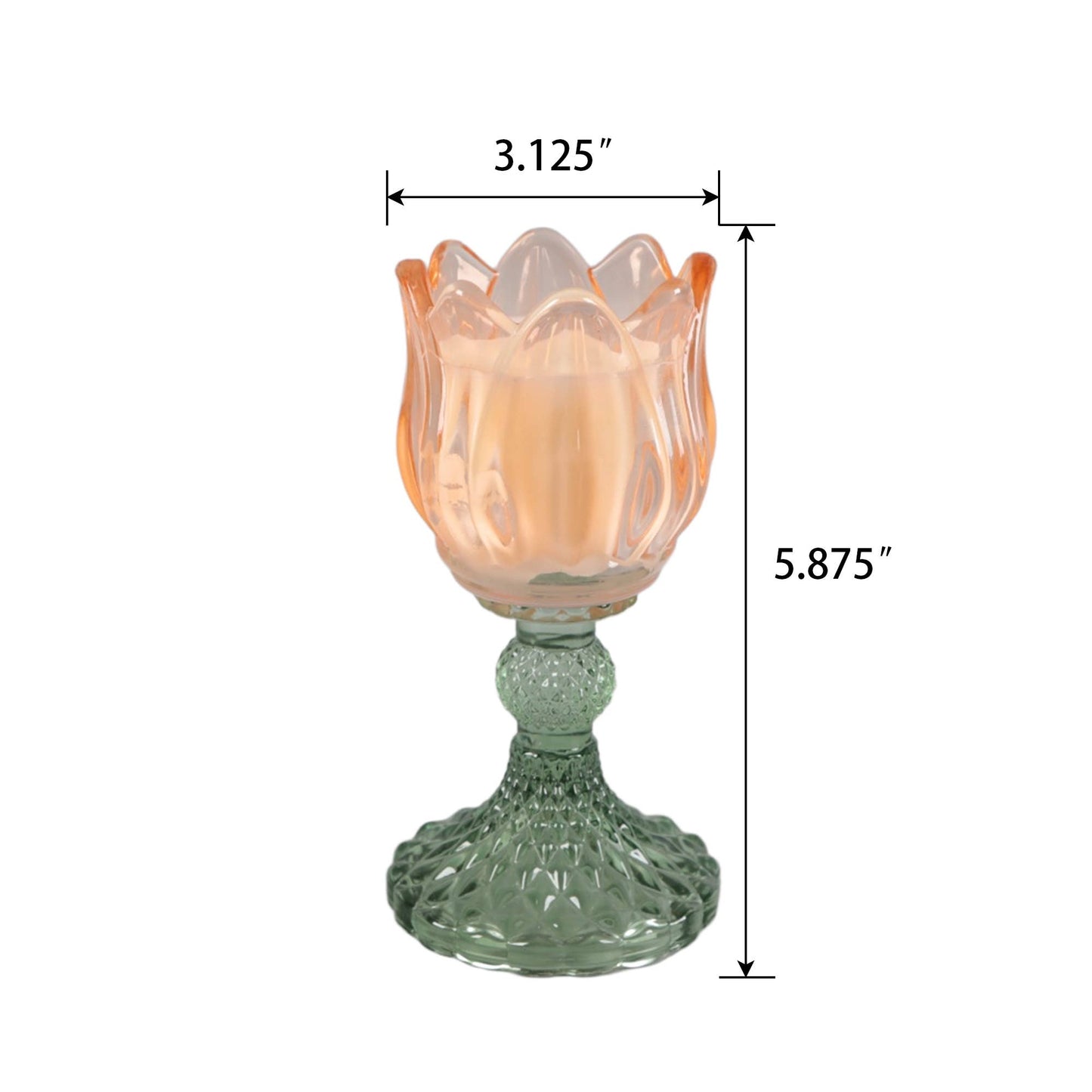 5.88" Iridescent Tulip Pedestal Glass Candle