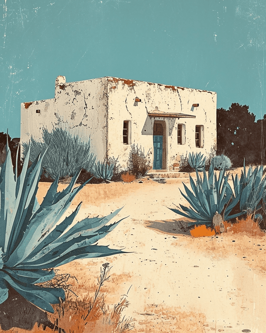 Vintage Southwest New Mexico Adobe House 8"x10" Art Print