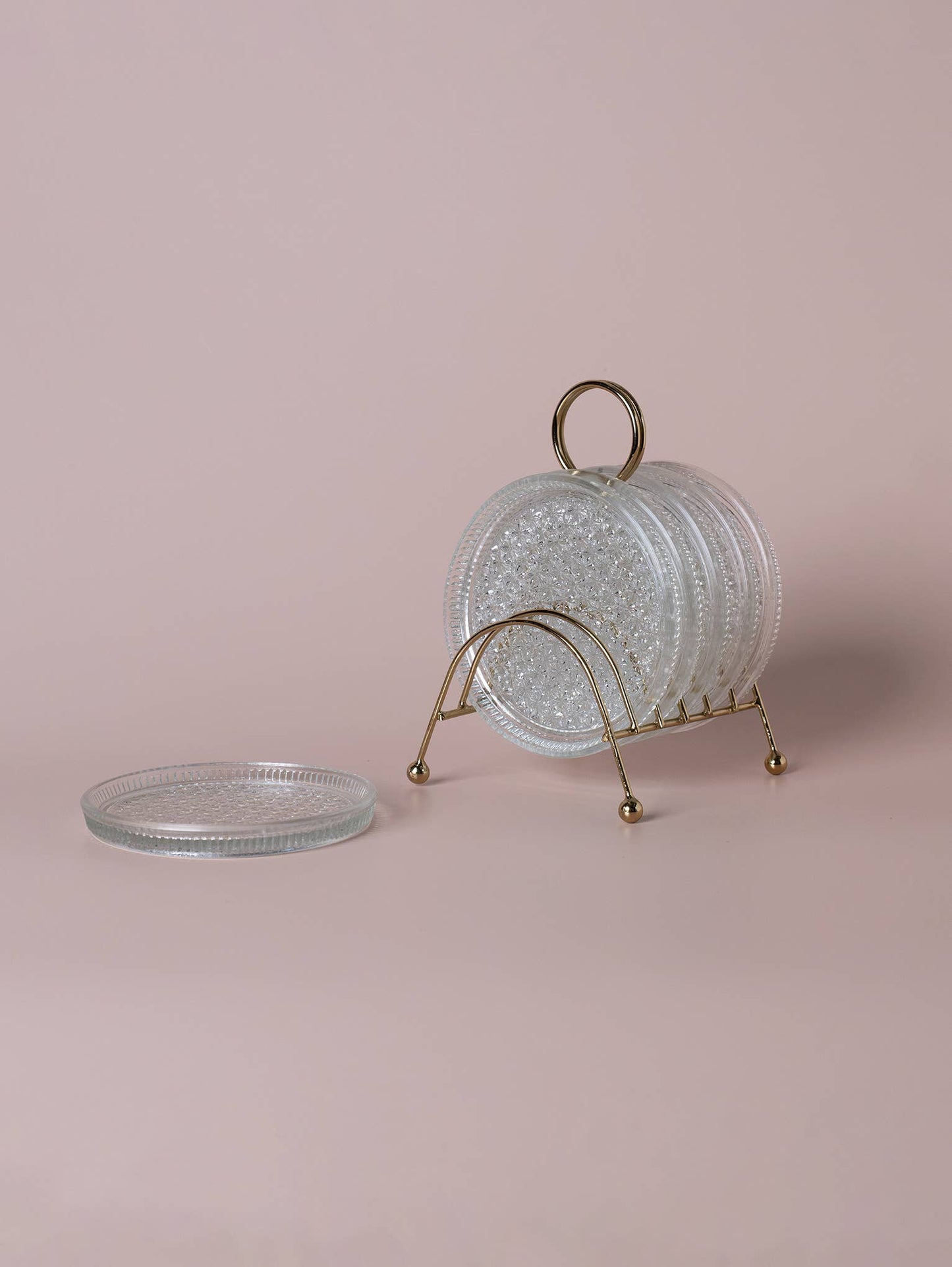 Glass Coasters Metal Caddy Set MCM