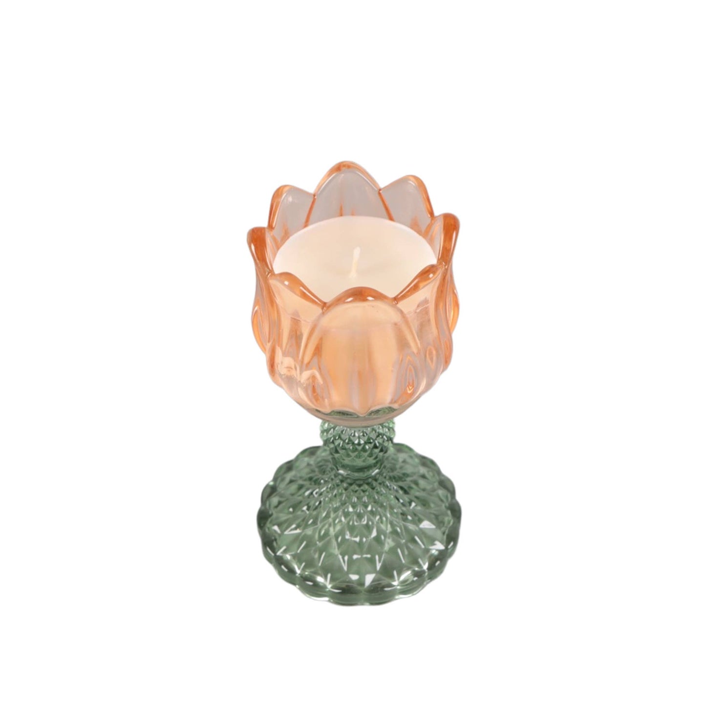 5.88" Iridescent Tulip Pedestal Glass Candle