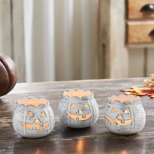 Jack-O-Lantern Candle Holder Antique White