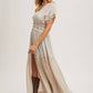 OPEN FRONT LACE TRIMMED MAXI DUSTER SHORT SLEEVED CARDIGAN