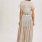 OPEN FRONT LACE TRIMMED MAXI DUSTER SHORT SLEEVED CARDIGAN