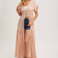 OPEN FRONT LACE TRIMMED MAXI DUSTER SHORT SLEEVED CARDIGAN