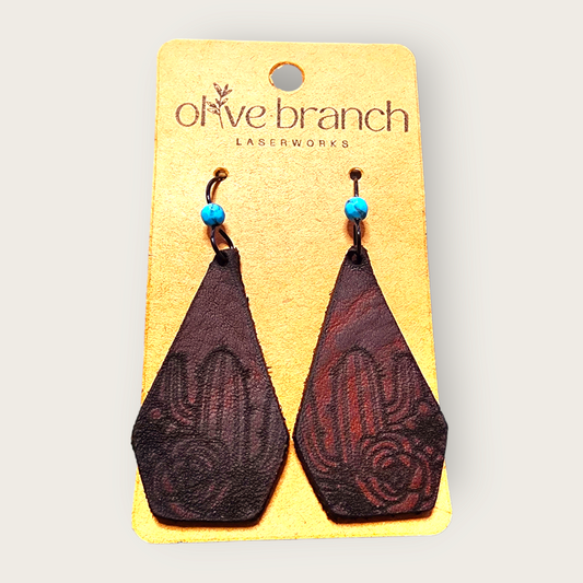 Western Cactus Leather Earrings