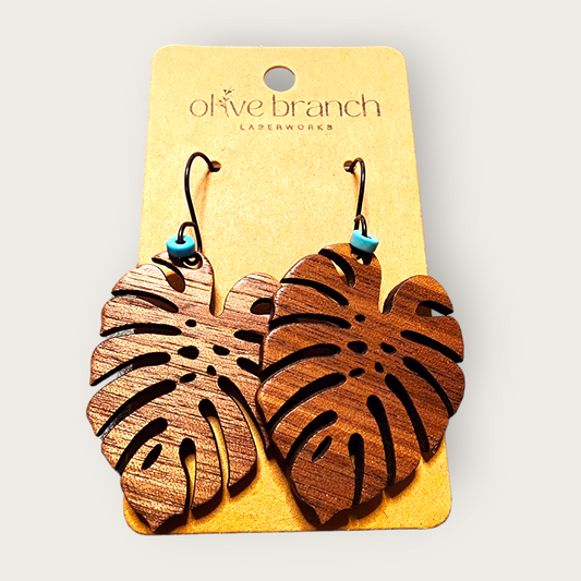 Monsterra Leaf Earrings