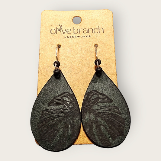 Leather Monsterra Earrings