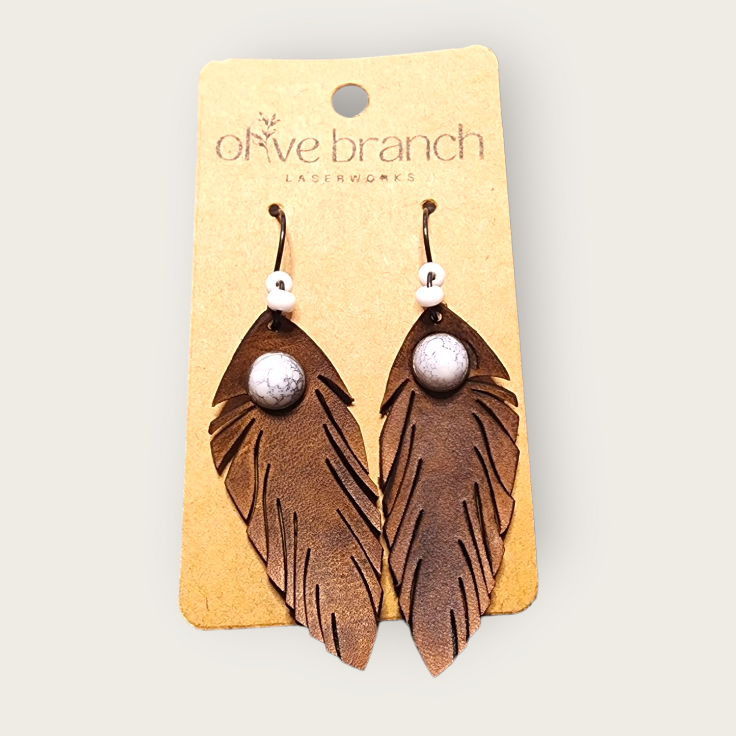 Leather Feather Earrings