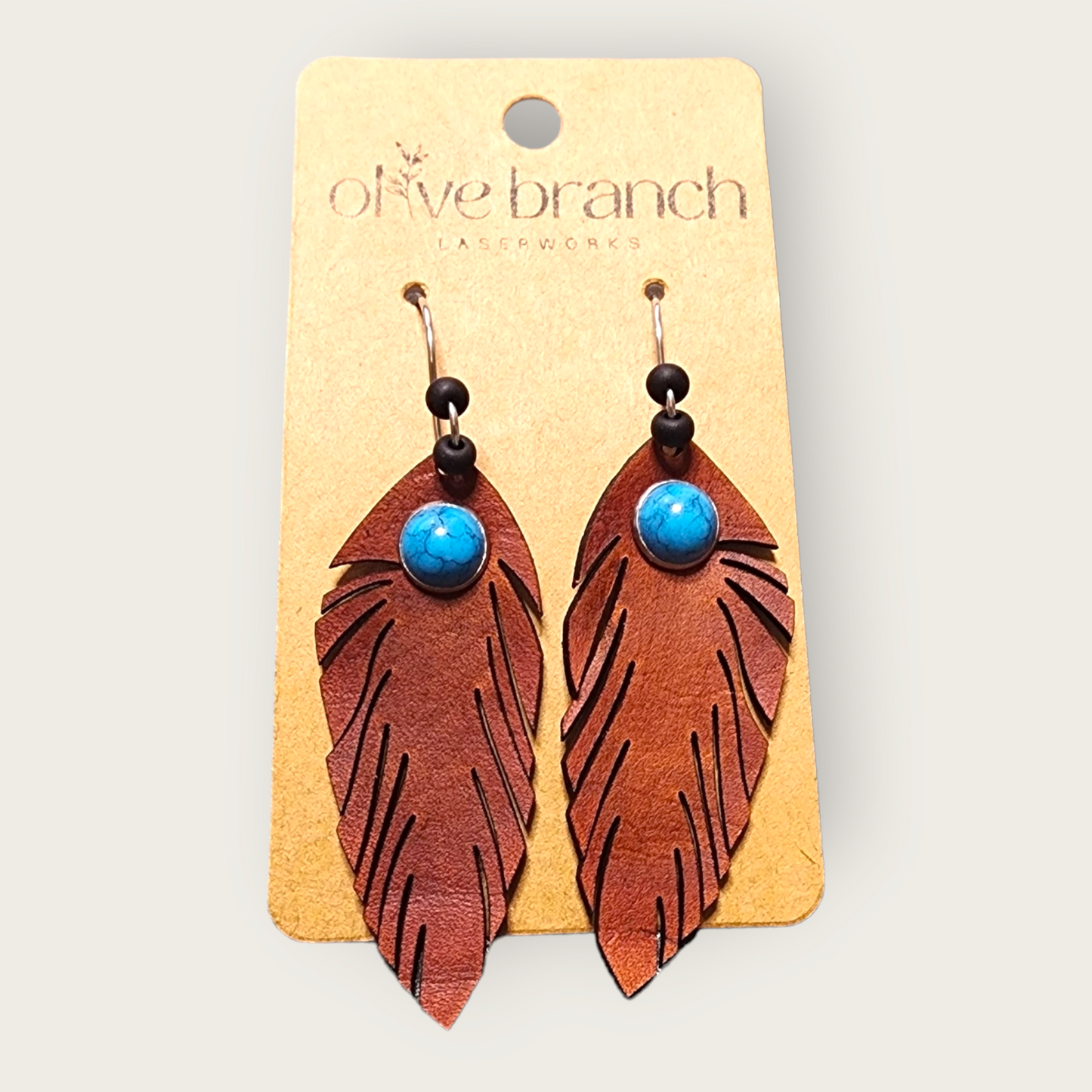 Leather Feather Earrings